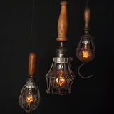 Set of 3 industrial portable lamps from the USA, used in New York cellars