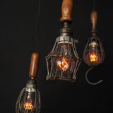Set of 3 industrial portable lamps from the USA, used in New York cellars