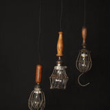Set of 3 industrial portable lamps from the USA, used in New York cellars
