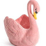 Cache-pot / Bol de rangement en céramique cygne rose