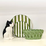 Panier ceramic rectangle vert pm L25,5 P14,6 H9cm