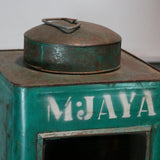 boite veilleuse vitrée en metal  patinée