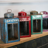 boite veilleuse vitrée en metal  patinée