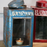 boite veilleuse vitrée en metal  patinée