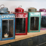 boite veilleuse vitrée en metal  patinée