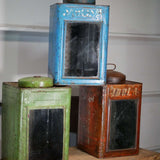 boite veilleuse vitrée en metal  patinée