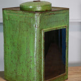 boite veilleuse vitrée en metal  patinée