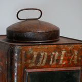 boite veilleuse vitrée en metal  patinée