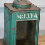 boite veilleuse vitrée en metal  patinée