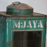 boite veilleuse vitrée en metal  patinée