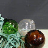 Lot de 3 flotteurs de filet de peche en verre