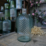 Bouteille en verre recyclé à picots vert d'eau