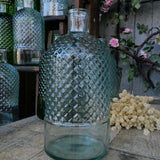 Bouteille en verre recyclé à picots vert d'eau