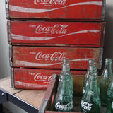 Set of 3 wooden crates, brewery/coffee shop, USA, red Coca-Cola