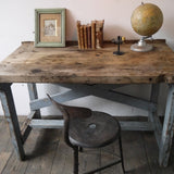 superbe bureau industriel bois patine grise