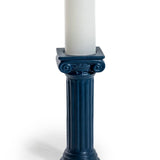 Bougeoir en céramique à grande colonne ionique bleu foncé mat