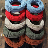 cable tissu coton bleu lisse 3x75