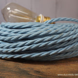 cable tissu coton bleu torsadé 2x75