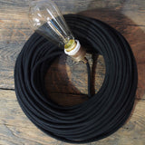 smooth black cotton fabric cable 3x75