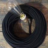 smooth black cotton fabric cable 3x75