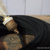 smooth black cotton fabric cable 3x75