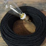 black twisted cotton fabric cable 2x75