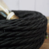 black twisted cotton fabric cable 3x75