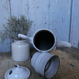 antique enameled coffee pot with fruit decoration