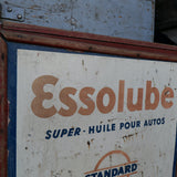 ancienne caisse bois Essolube pour bidons d'huile