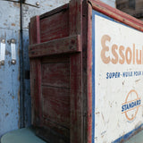 ancienne caisse bois Essolube pour bidons d'huile