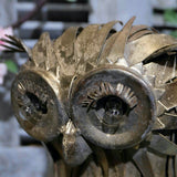 Large metal owl with light-up eyes