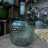 demijohn basket in recycled almond green glass