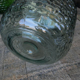 demijohn basket in recycled almond green glass