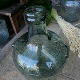 demijohn basket in recycled almond green glass