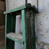 Escabeau pliant d'atelier en bois superbe patine verte