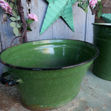 Lot de 3 pieces :  bassine et seau email vert