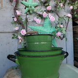 Lot de 3 pieces :  bassine et seau email vert