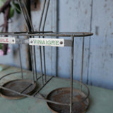 ancien porte bouteille en metal huile et vinaigre