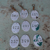 lot de 9 pieces - numero metal pour meuble metier stock vintage / lot 2