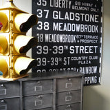 top deco !  tres grand kakemono rouge destination bus USA ligne floride annees 60/70 dans son jus 1