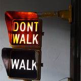 New York feu dont walk americain vintage USA jaune d'origine avec fixations murale