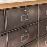ancien meuble console 15 casiers industriel a clapet Roneo 1950 plateau chene massif