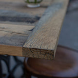 grande table industrielle plateau ancien chene massif pietement fonte