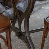 grande table industrielle plateau ancien chene massif pietement fonte