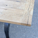 grande table industrielle plateau ancien chene massif pietement fonte