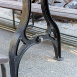 grande table industrielle plateau ancien chene massif pietement fonte