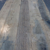 grande table industrielle plateau ancien chene massif pietement fonte