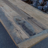 grande table industrielle plateau ancien chene massif pietement fonte