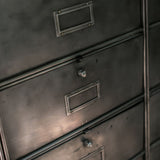 ancien meuble console 12 casiers industriel a clapet Roneo 1950 plateau chene massif