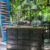 ancien meuble console 12 casiers industriel a clapet Roneo 1950 plateau chene massif